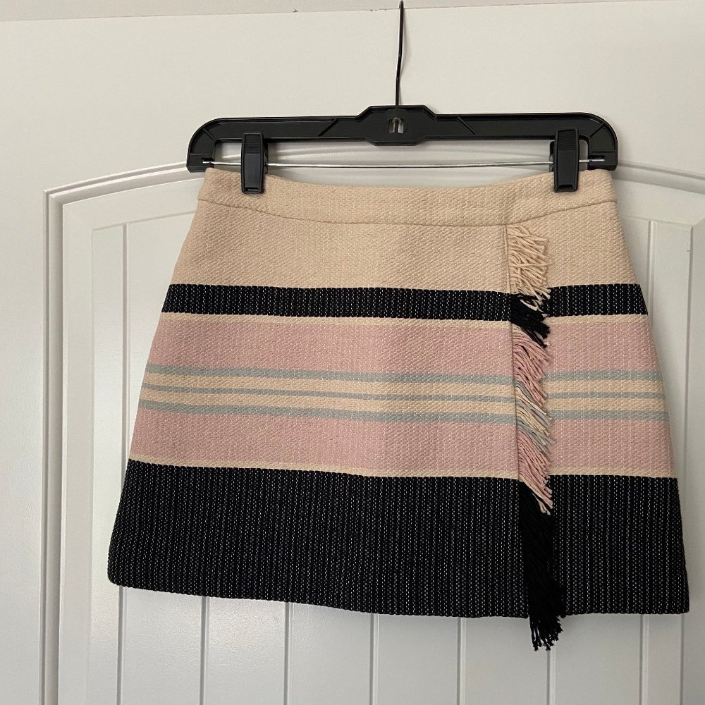 BCBGMAXAZRIA Wrapped-Woven-Jacquard-Miniskirt